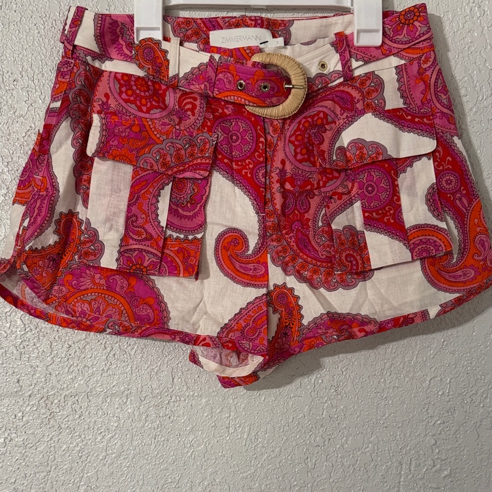 Zimmermann Vibrant Pink Paisley Cargo Shorts